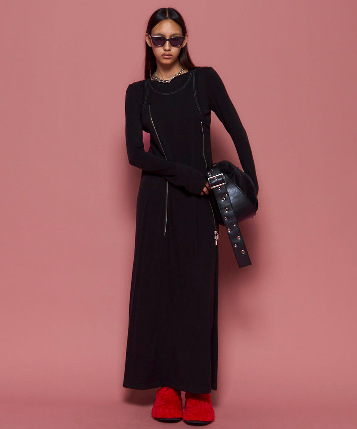 Front Zip Layered Dress