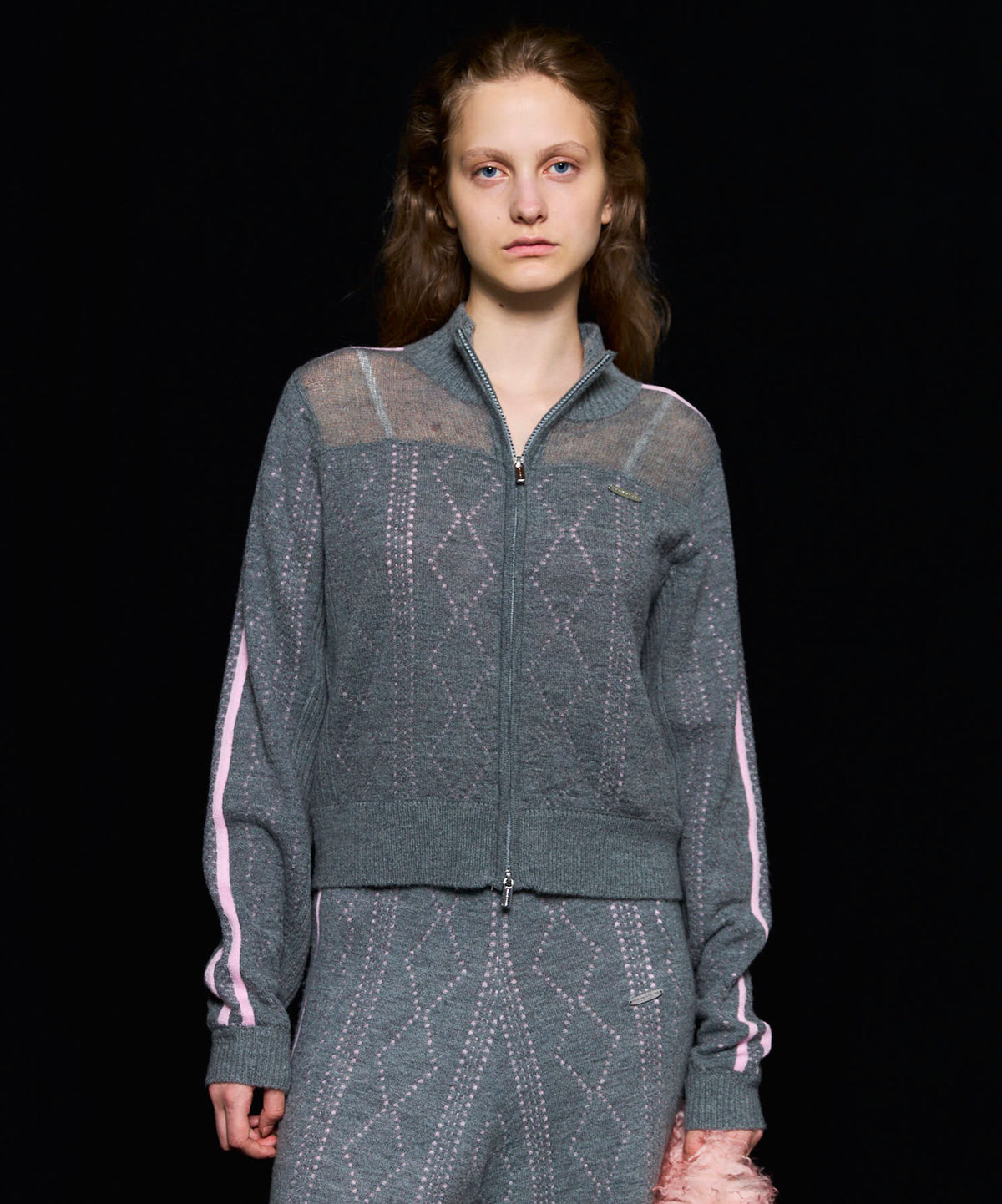 Openwork Knit Track Jacket