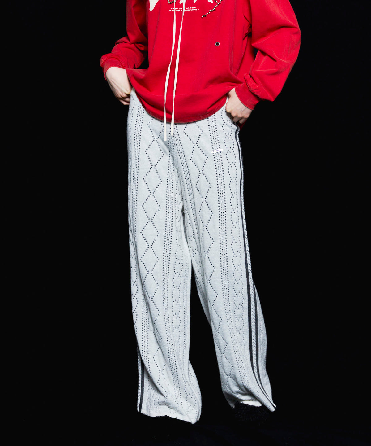 [25AUTUMN PRE-ORDER] Openwork Knitting Track Pants