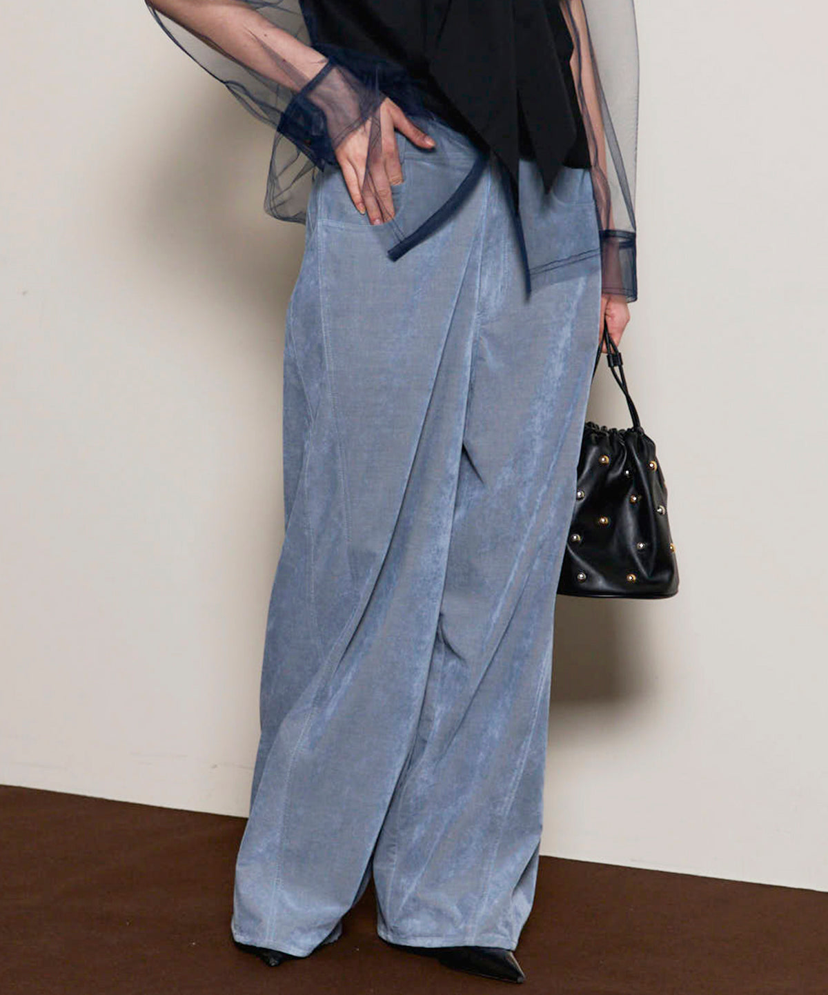 Chambray Corduroy Wide Pants