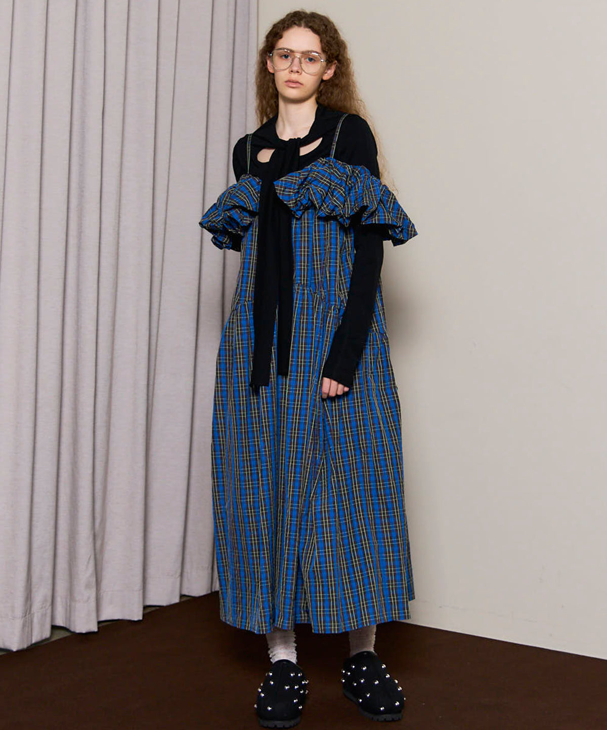 Plaid Taffeta Voluminous Dress