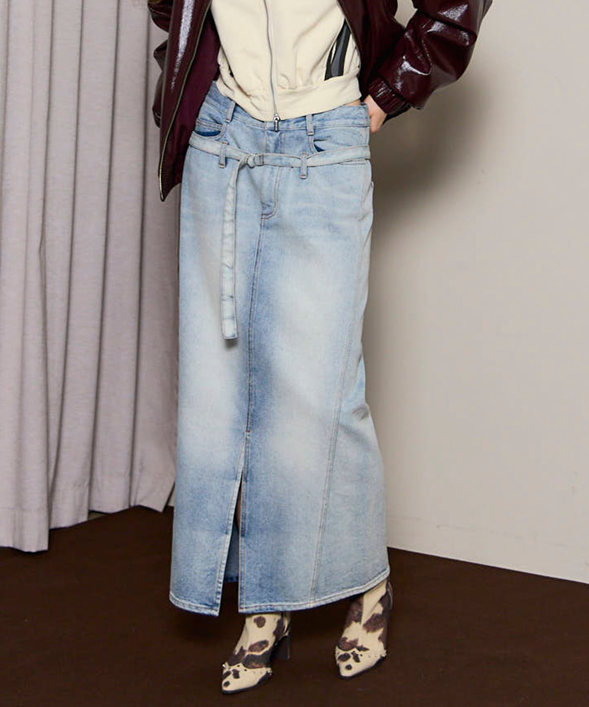 2way High Waist Denim Skirt