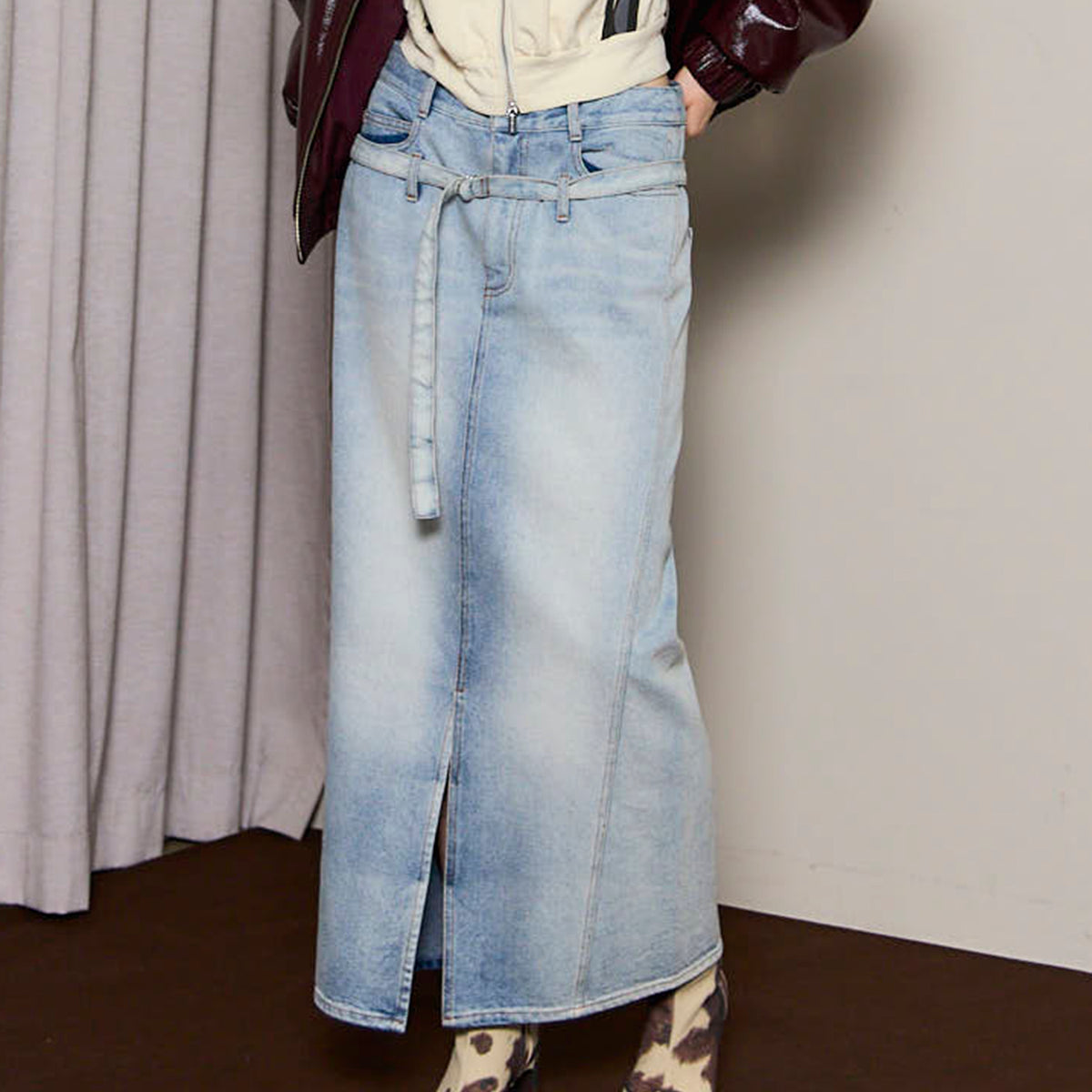 SALE】2way High Waist Denim Skirt