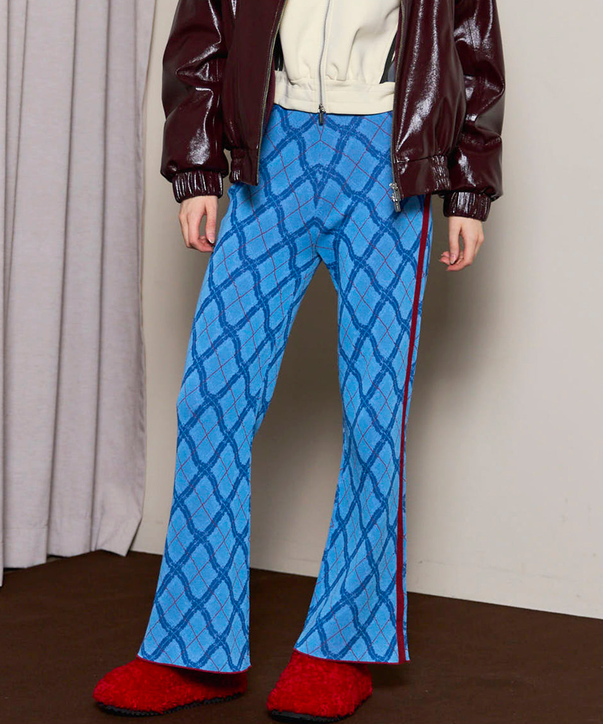 Plaid Straight Knit Pants