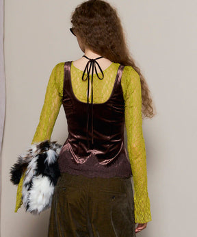 【25AUTUMN PRE-ORDER】Hem Lace Velvet Tank Top