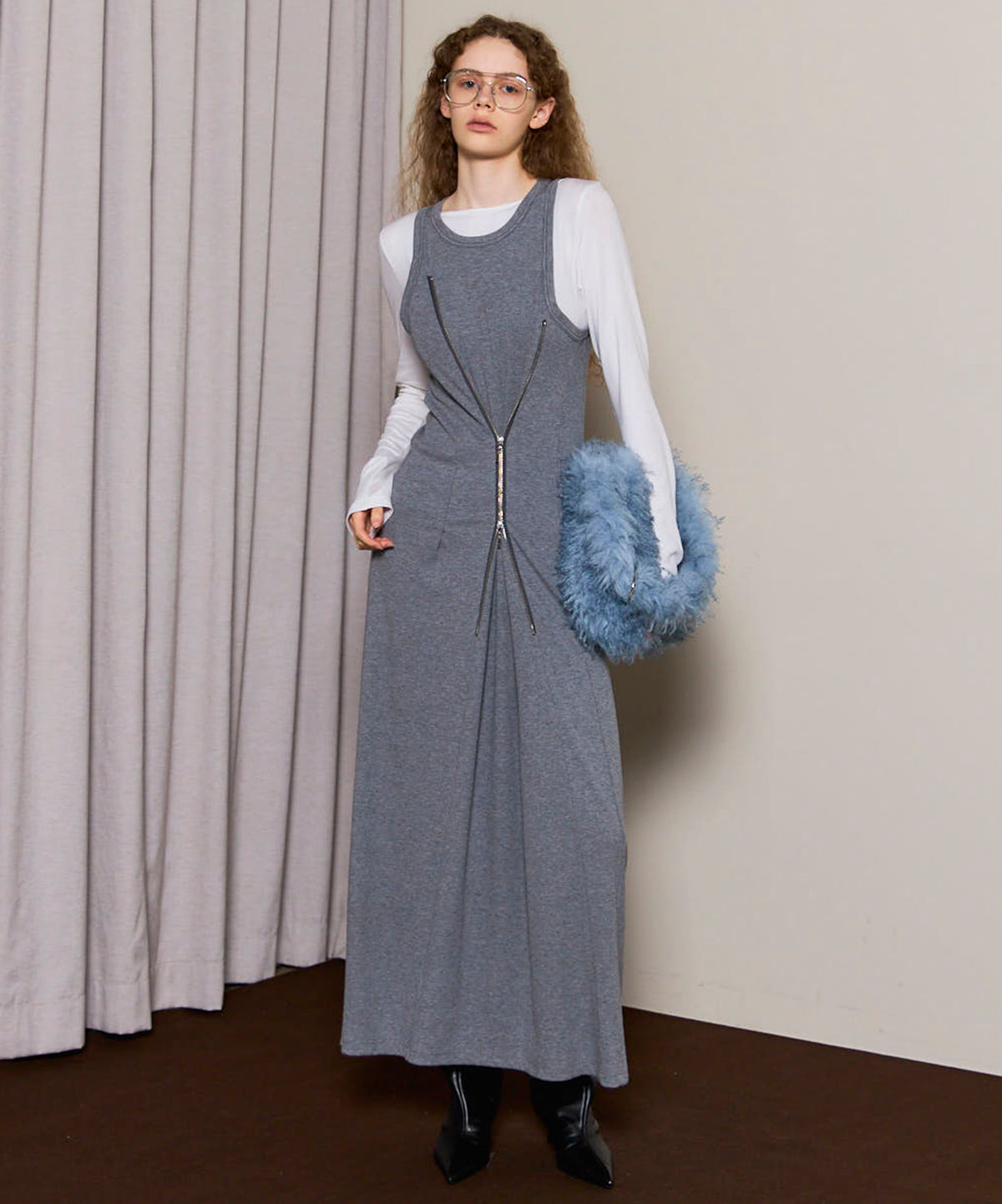 Front Zip Layered Dress