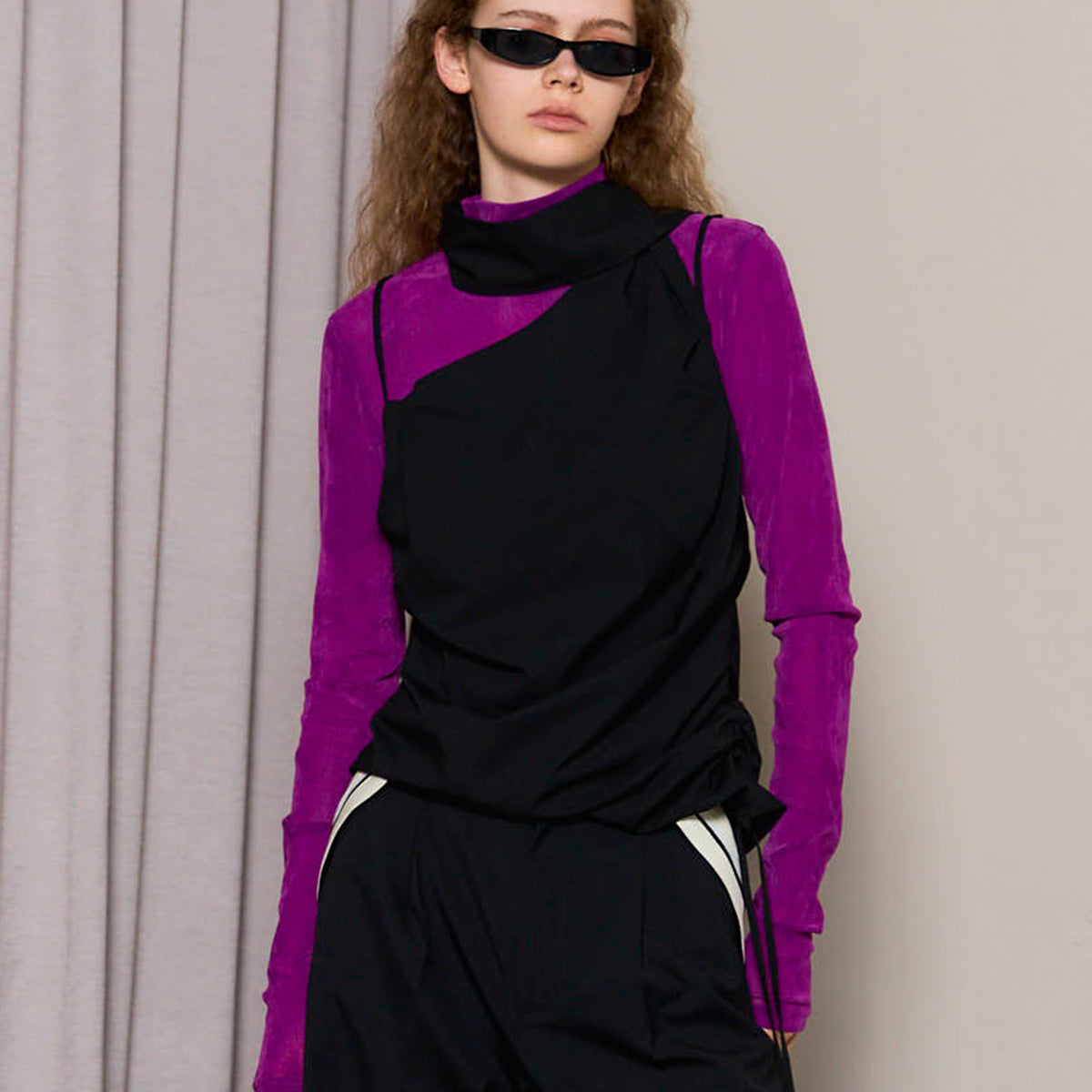 SALE】Drape Asymmetry Tie Bustier