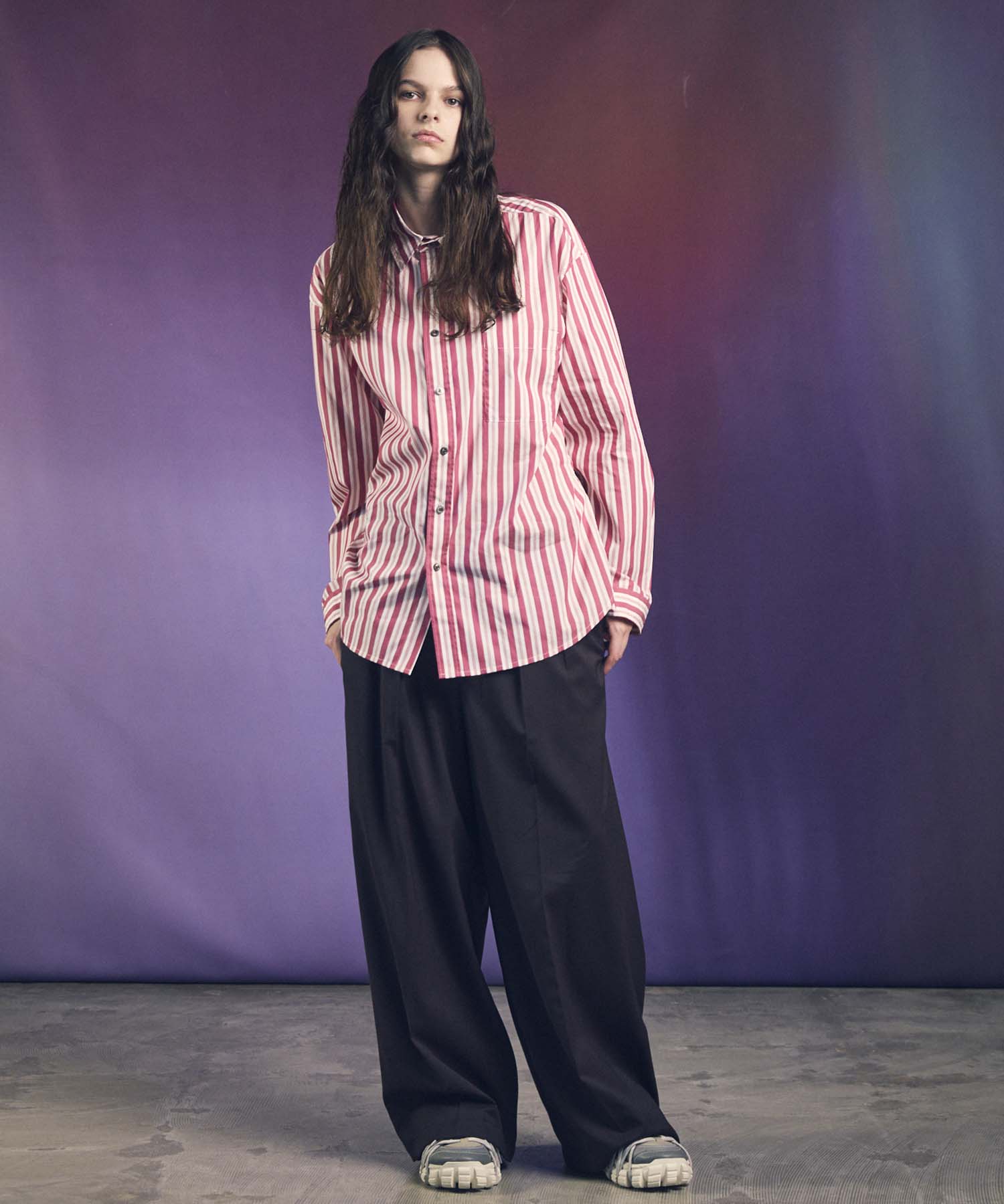 울 믹스 부드러운 연속 견인짜리 넓은 바지