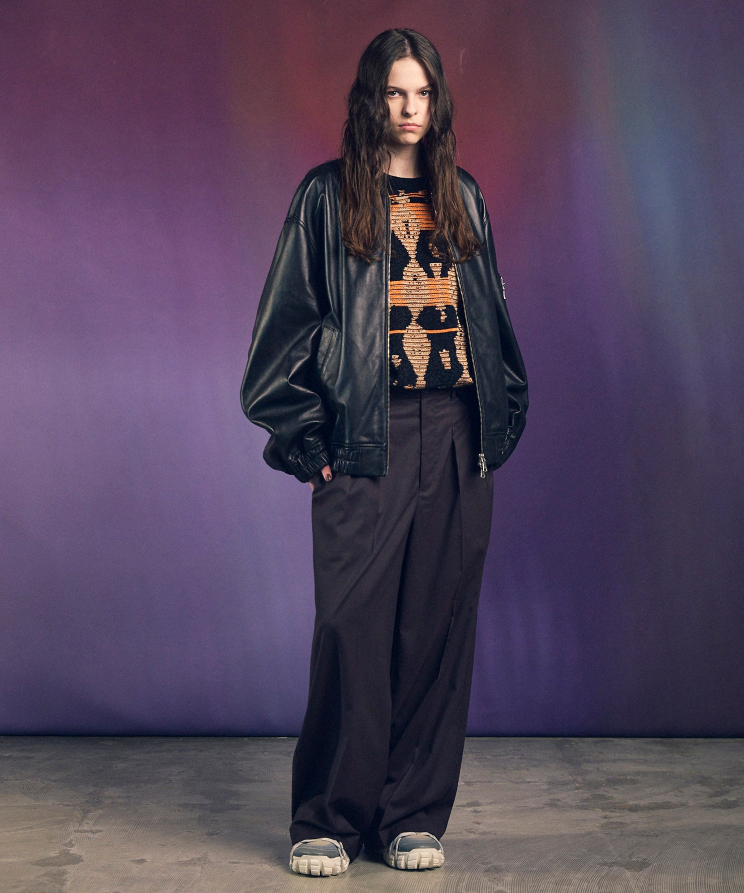 [25AW PRE-ORDER] Rug Pattern Mall Yarn Jacquard Prime-Over Crew Neck Knit Pullover