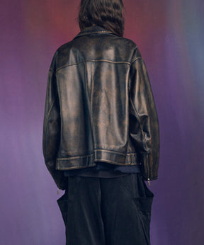 양 가죽 싱글 라이더 칼라 킹 재킷