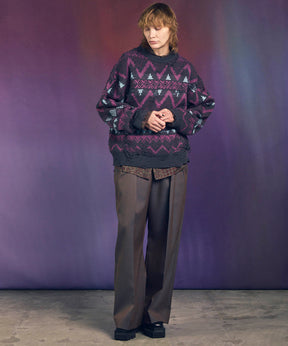 [25AW PRE-ORDER] Nordic Damage Jacquard Prime-Over Crew Neck Knit Pullover