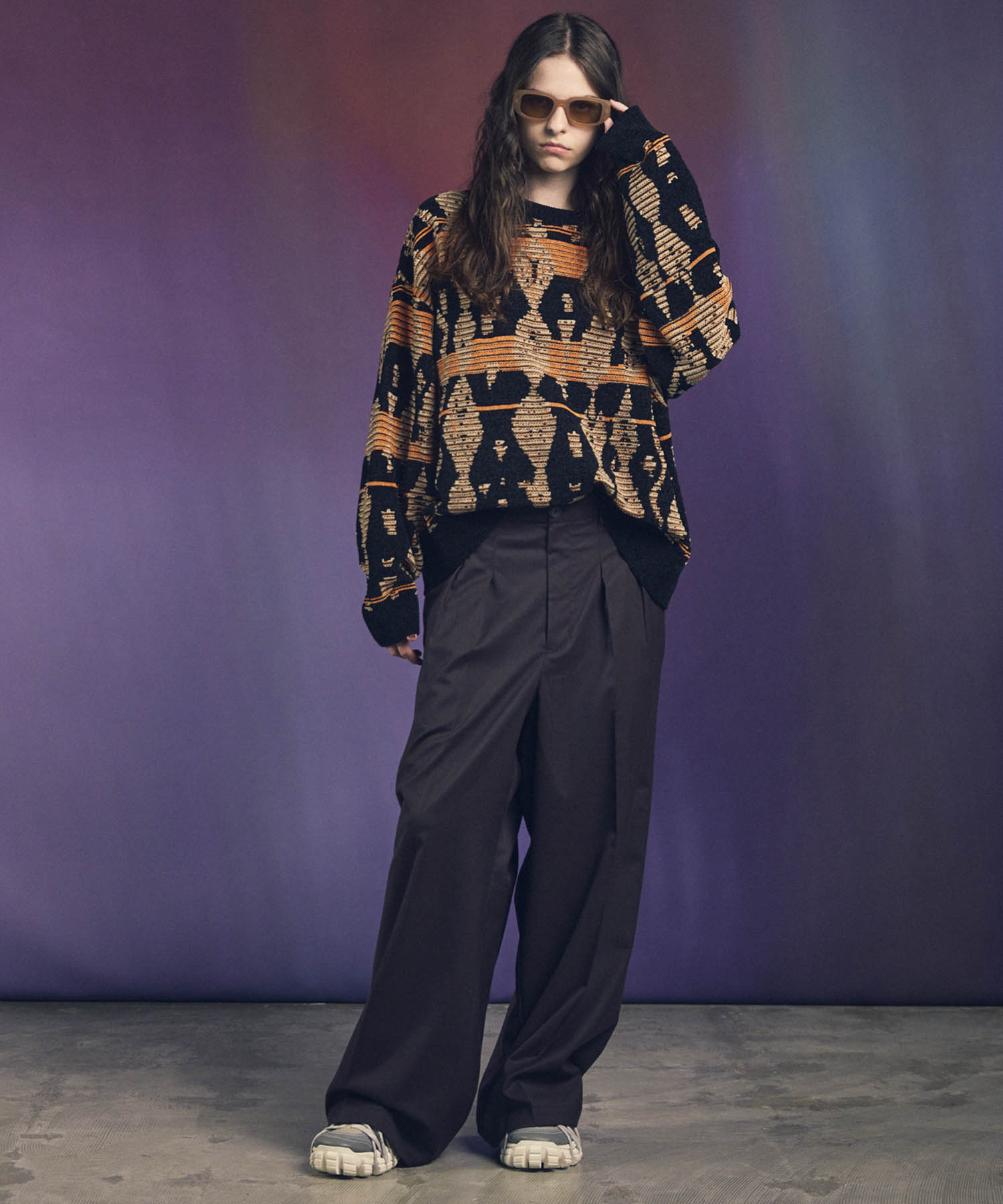 メゾンカレ MAISON CARREE アンサンブル 青 赤 紺 6点セット MAISON SPECIAL｜Mix Color Fancy Yarn Prime-Over Knit