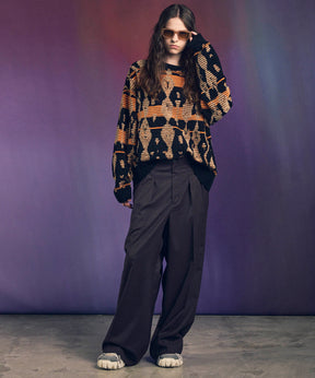 [25AW PRE-ORDER] Rug Pattern Mall Yarn Jacquard Prime-Over Crew Neck Knit Pullover