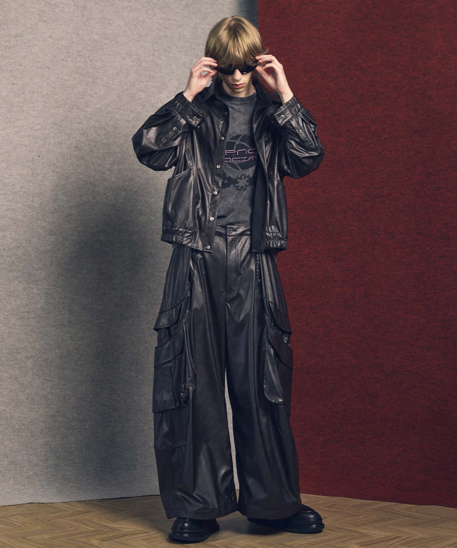 Curve Switching A Light Eco Leather Shirt