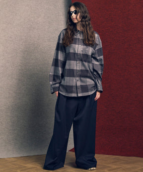 羊毛混合光滑的宽宽松裤子