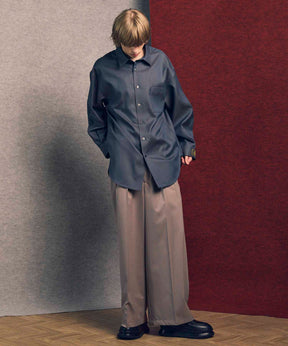 4 Colors Chambray Washable Wool Prime-Over Regular Collar Shirt Coat