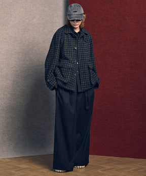 羊毛混合光滑的宽宽松裤子