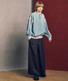 High Twist Pigment Bleach Prime-Over Long Sleeve Knit Polo Shirt