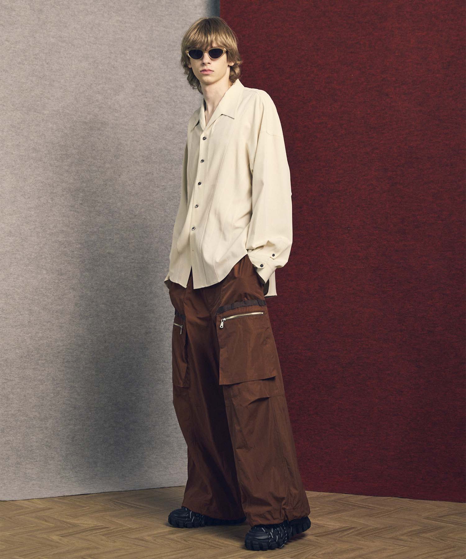 Radial Darts Prime-Over Open Collar Shirt