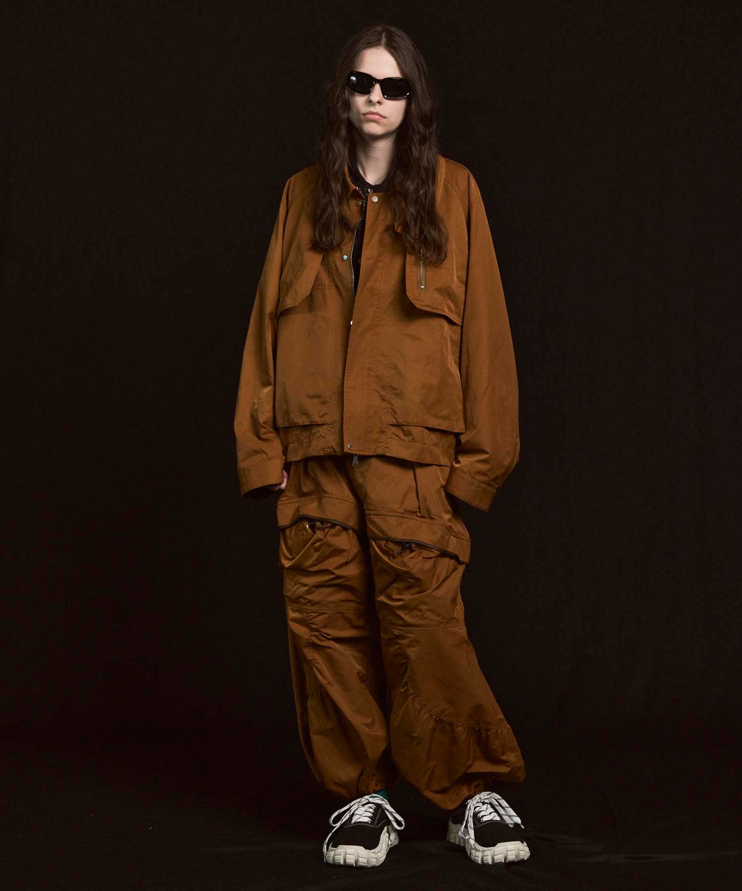 Gather Curved Switching Wide Pants