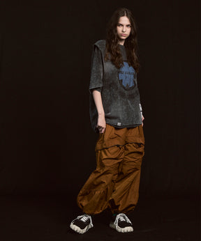 Gather Curved Switching Wide Pants