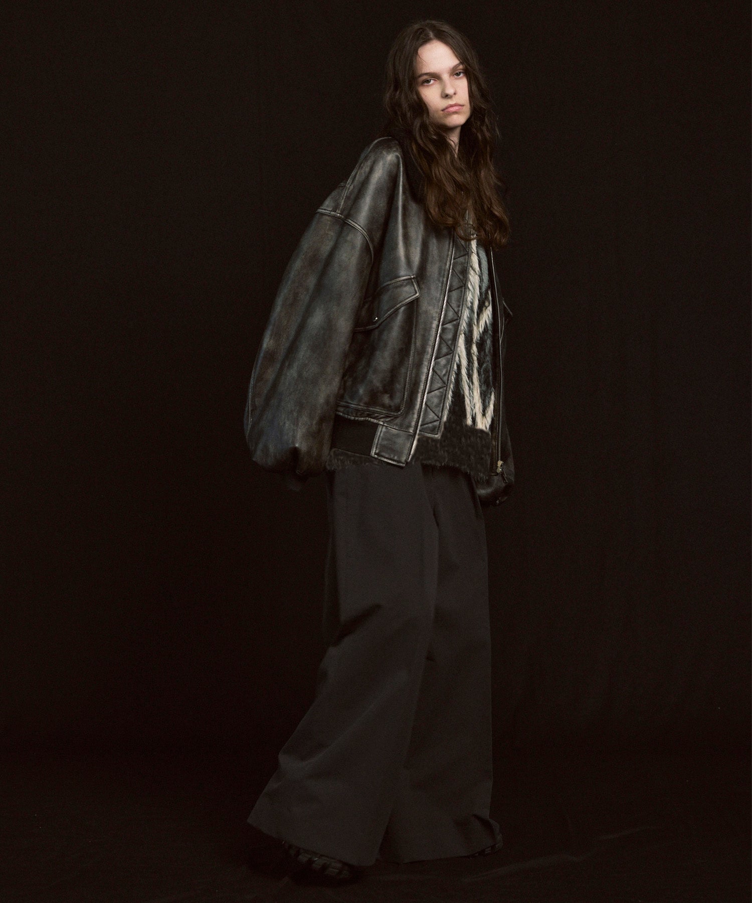 25AW PRE-ORDER】7G Shaggy Jacquard Diamond Pattern Argyle