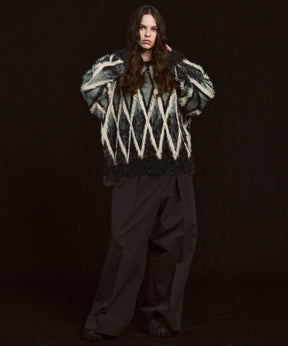 [25AW预订] 7G毛茸茸的jacquard钻石图案Argyle Prime ersere脖子编织套头衫