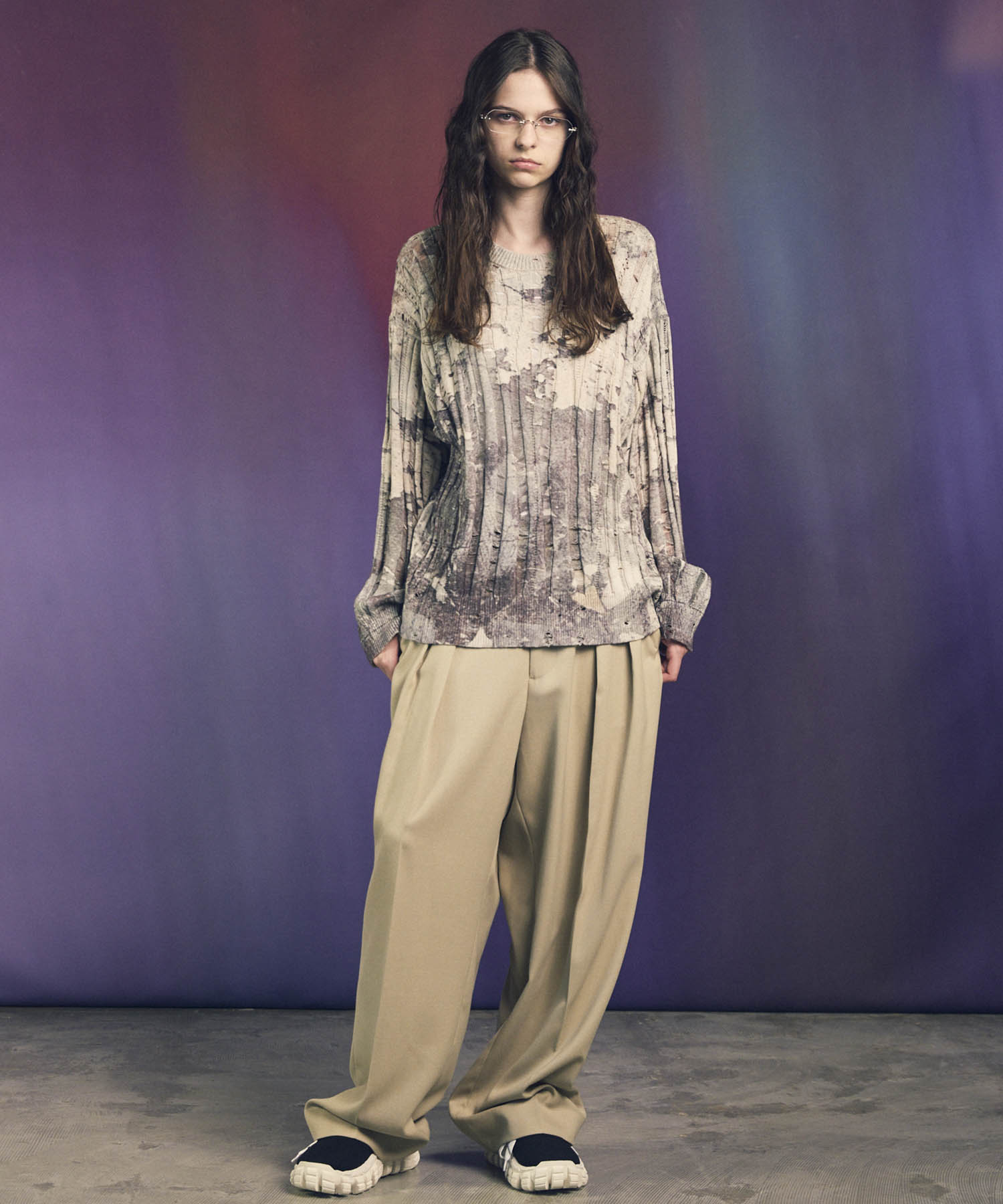 Wall Art Print Damage Knit Pullover