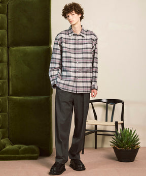 [意大利死库织物]原始的常规领绒布衬衫