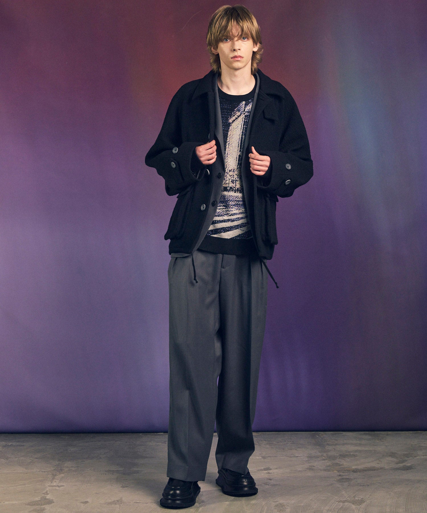 [City Series] "Scramble"Prime-Over Crew Neck Knit Pullover