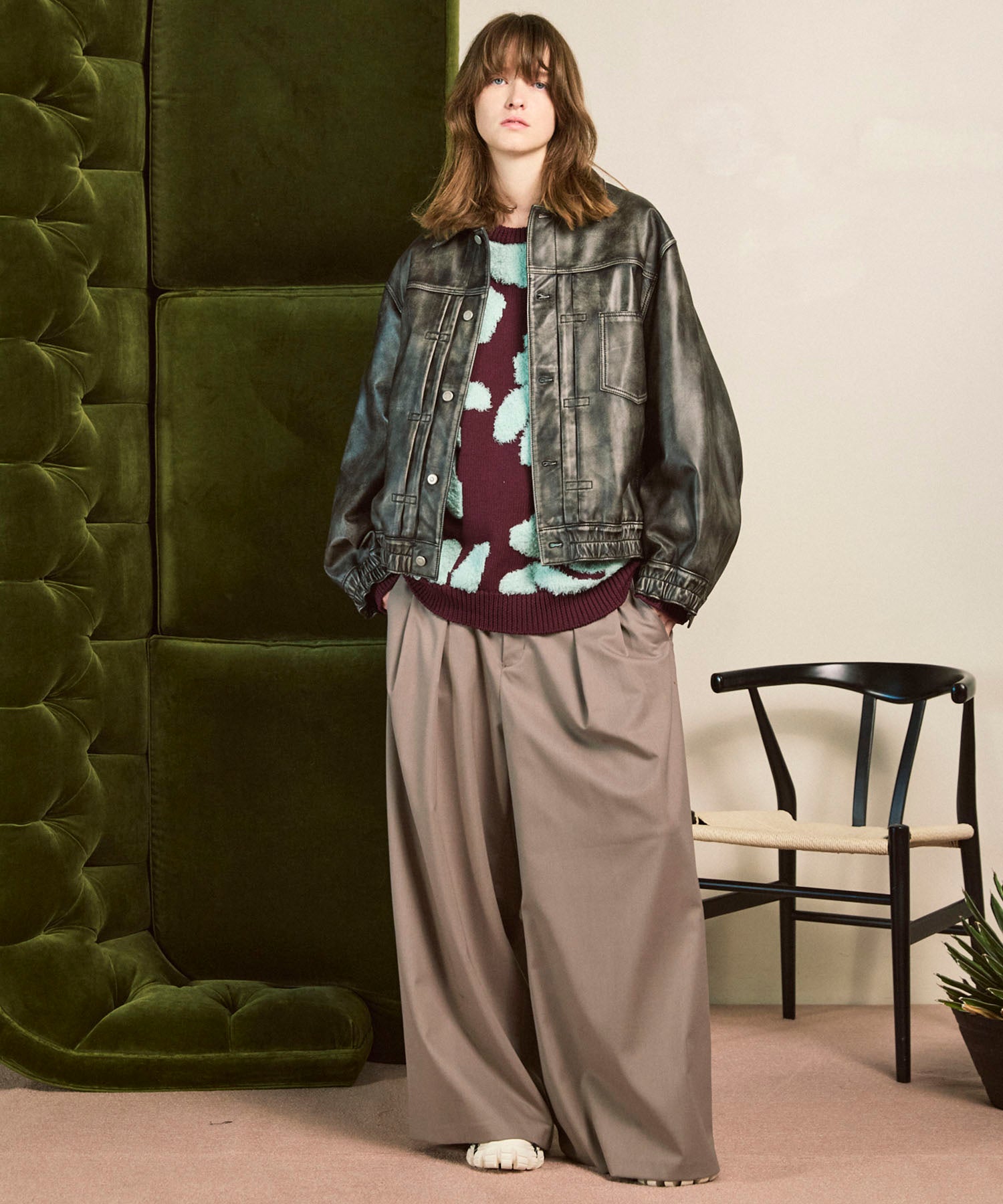 [25AW PRE-ORDER] Botanical Jacquard Prime-Over Crew Neck Knit Pullover