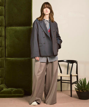 4种颜色Chambray可洗的羊毛峰峰翻领双胸夹克