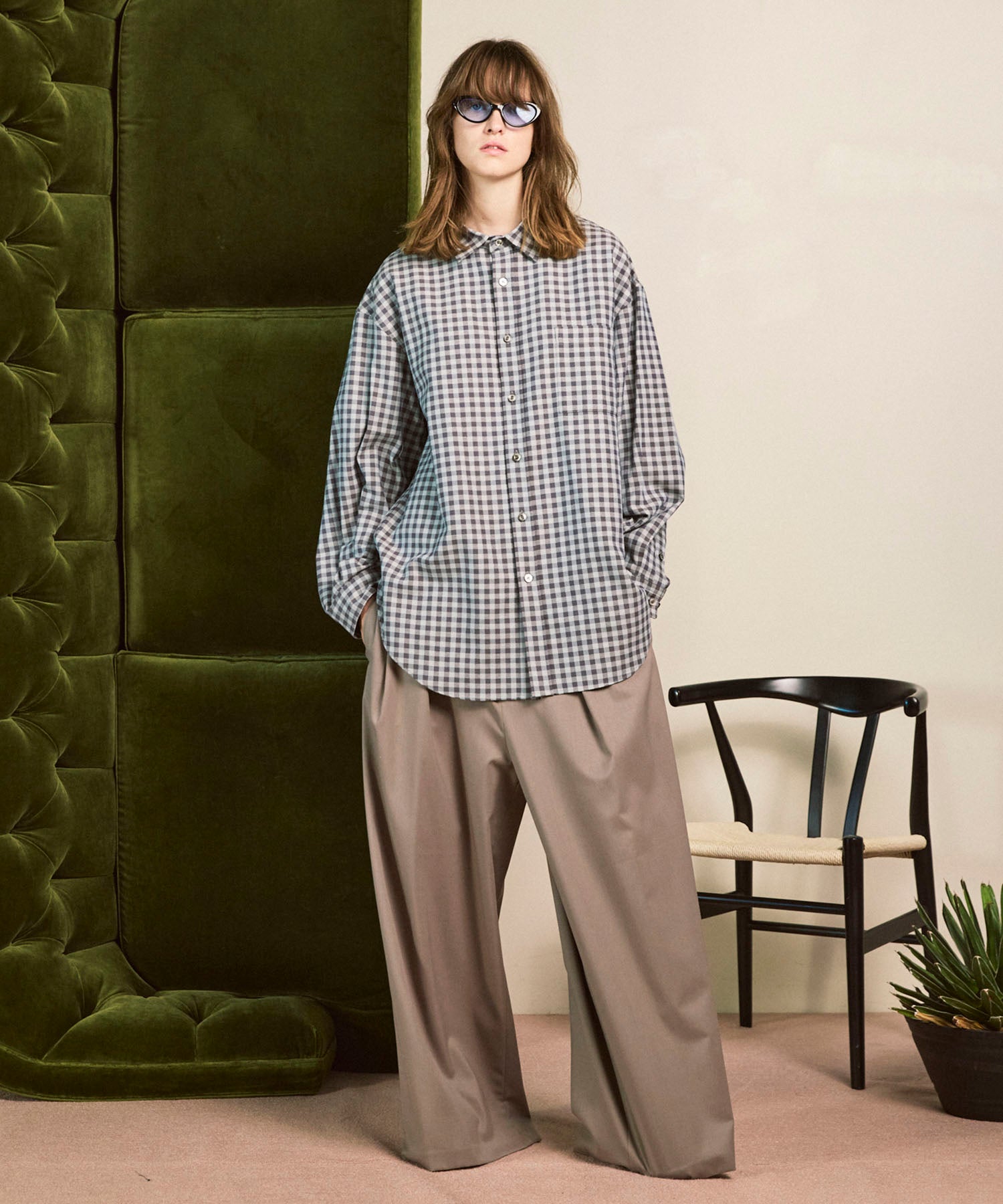 Wool Mix Smooth Prime Wide Baggy Pants