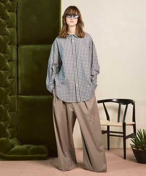 羊毛混合光滑的宽宽松裤子