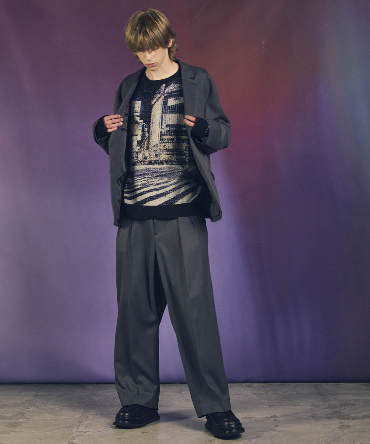 [City Series] "Scramble"Prime-Over Crew Neck Knit Pullover