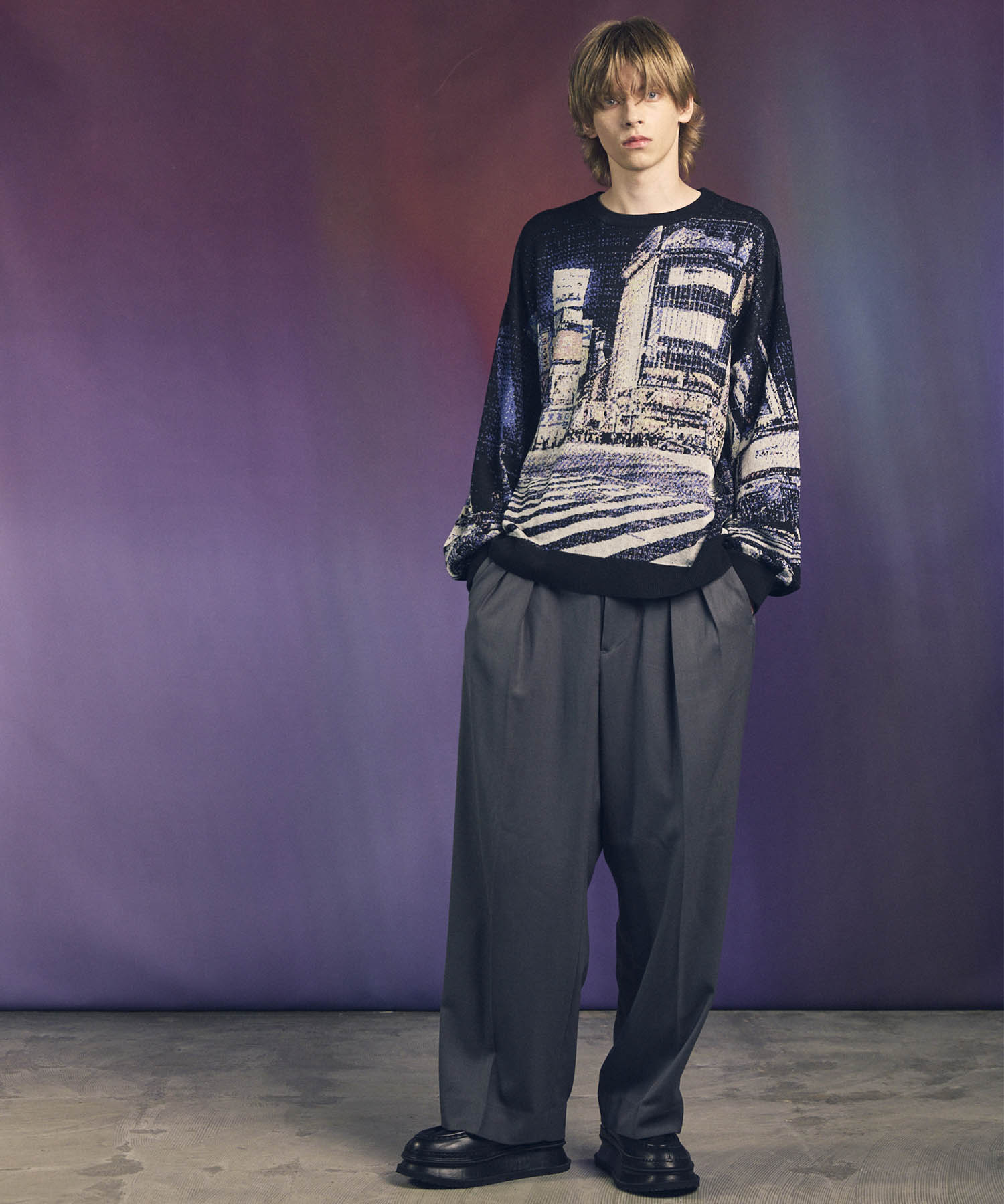 [City Series] "Scramble"Prime-Over Crew Neck Knit Pullover