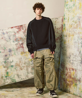 Gather Curved Switching Wide Pants