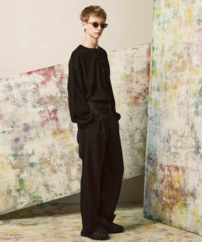 4 Colors Chambray Washable Wool Prime-Wide One Tuck Wide Pants