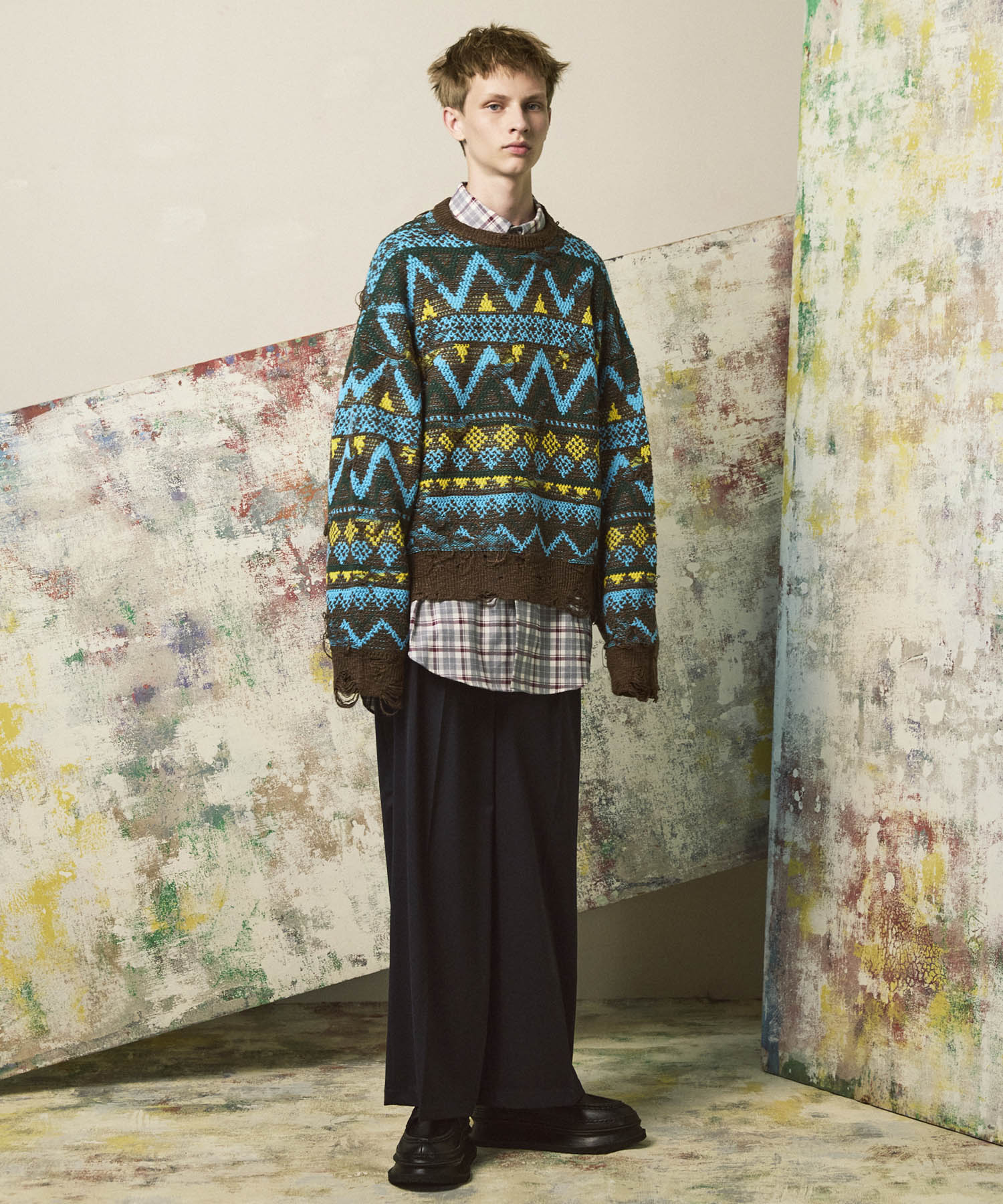 [意大利死库织物] Prime-Over常规衣领衬衫外套