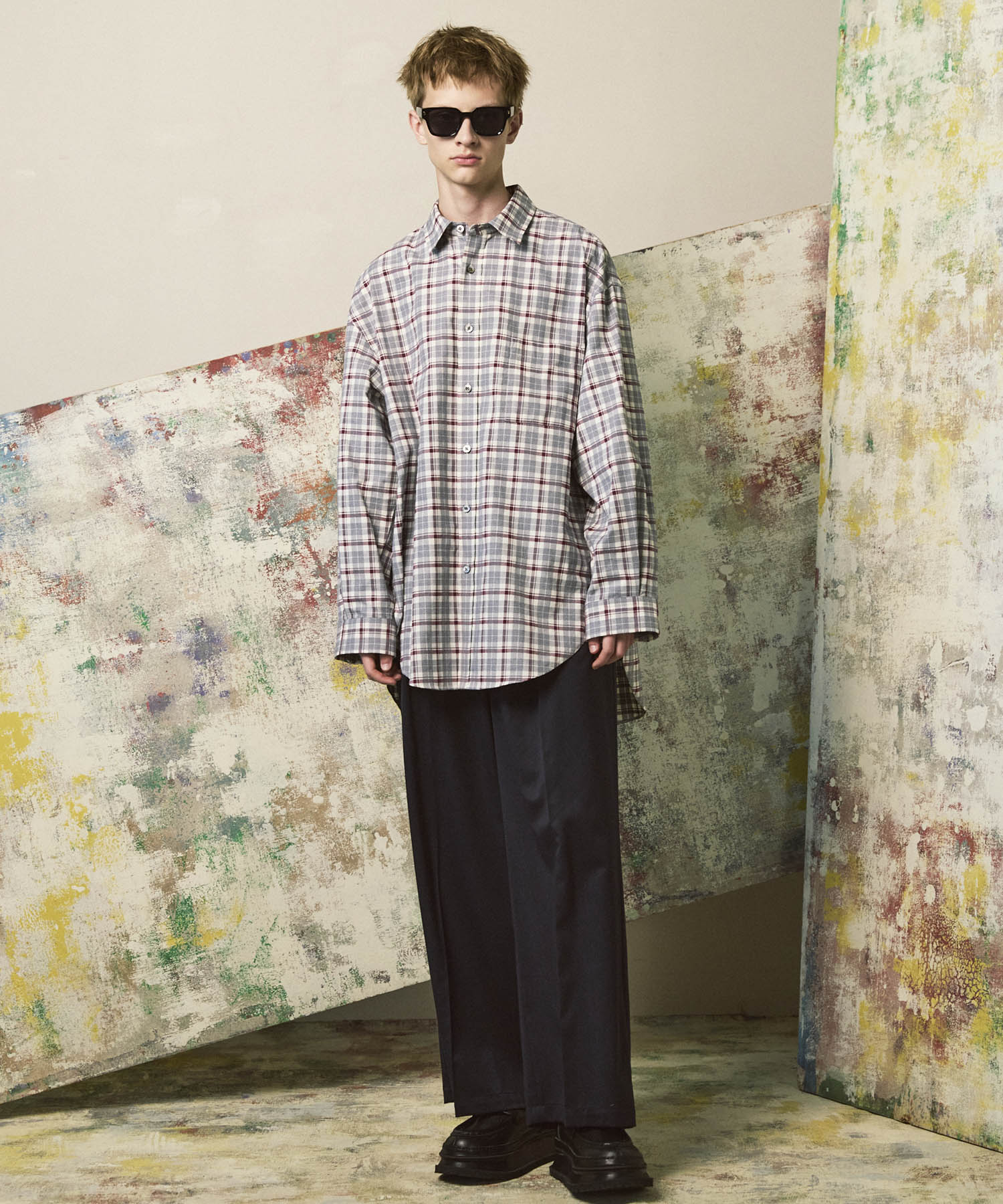 [意大利死库织物] Prime-Over常规衣领衬衫外套