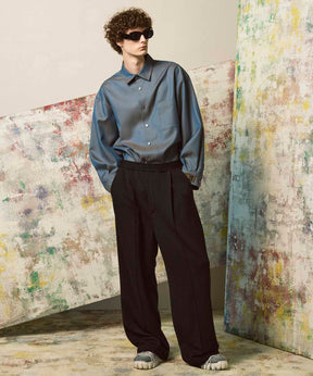 4 Colors Chambray Washable Wool Prime-Over Regular Collar Shirt Coat