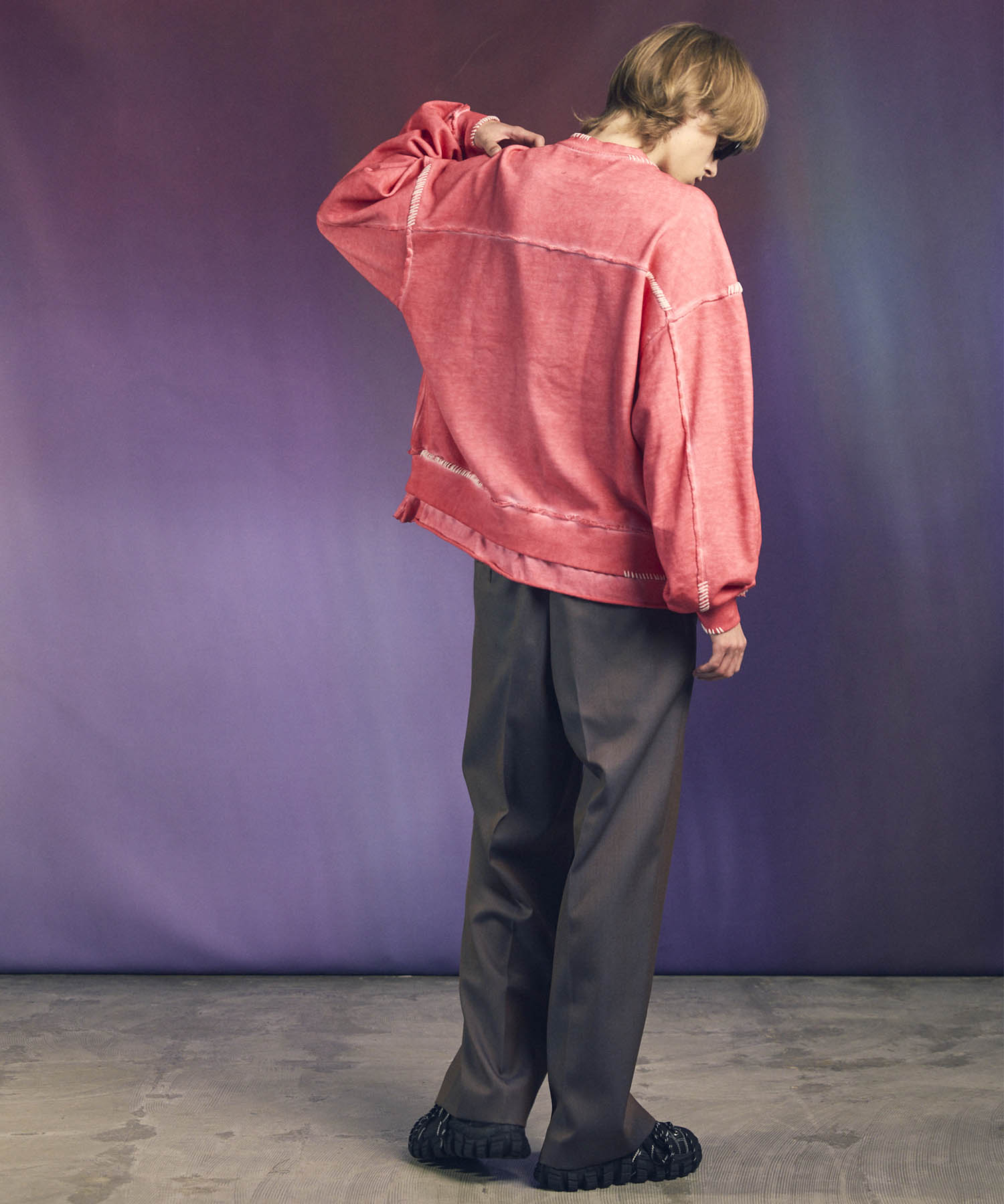 4 Colors Chambray Washable Wool Prime-Wide One Tuck Wide Pants