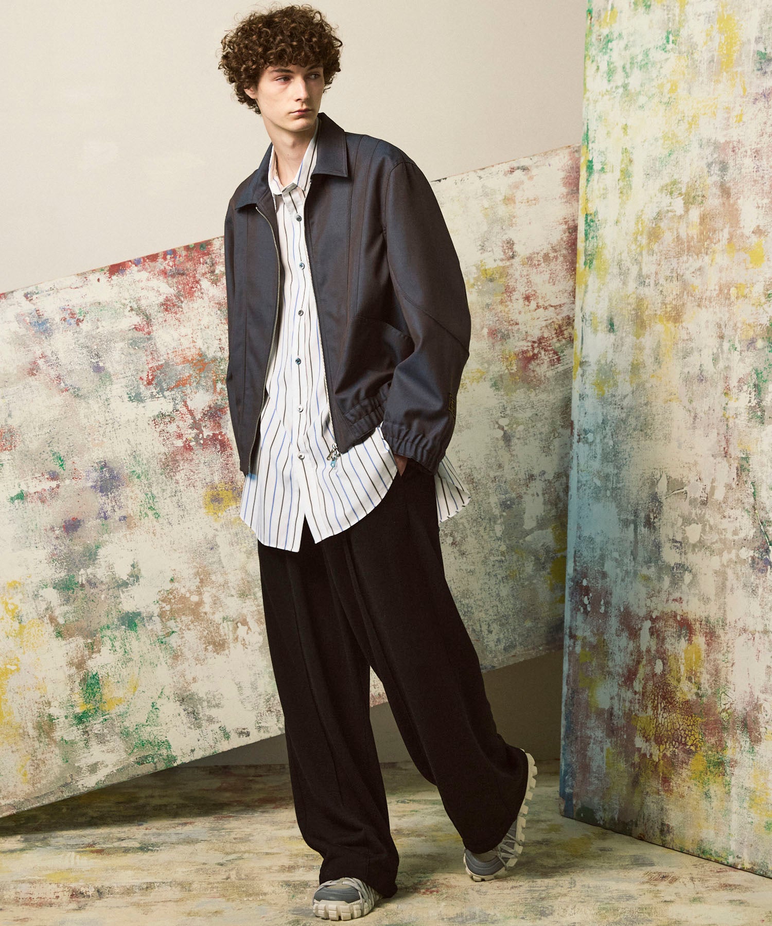 [意大利死库织物] Prime-Over常规衣领衬衫外套