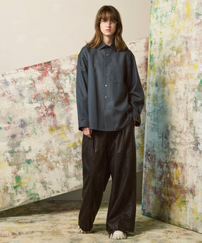 4 색 샹 브레이 씻을 수있는 양모 프라임-오버 일반 칼라 셔츠