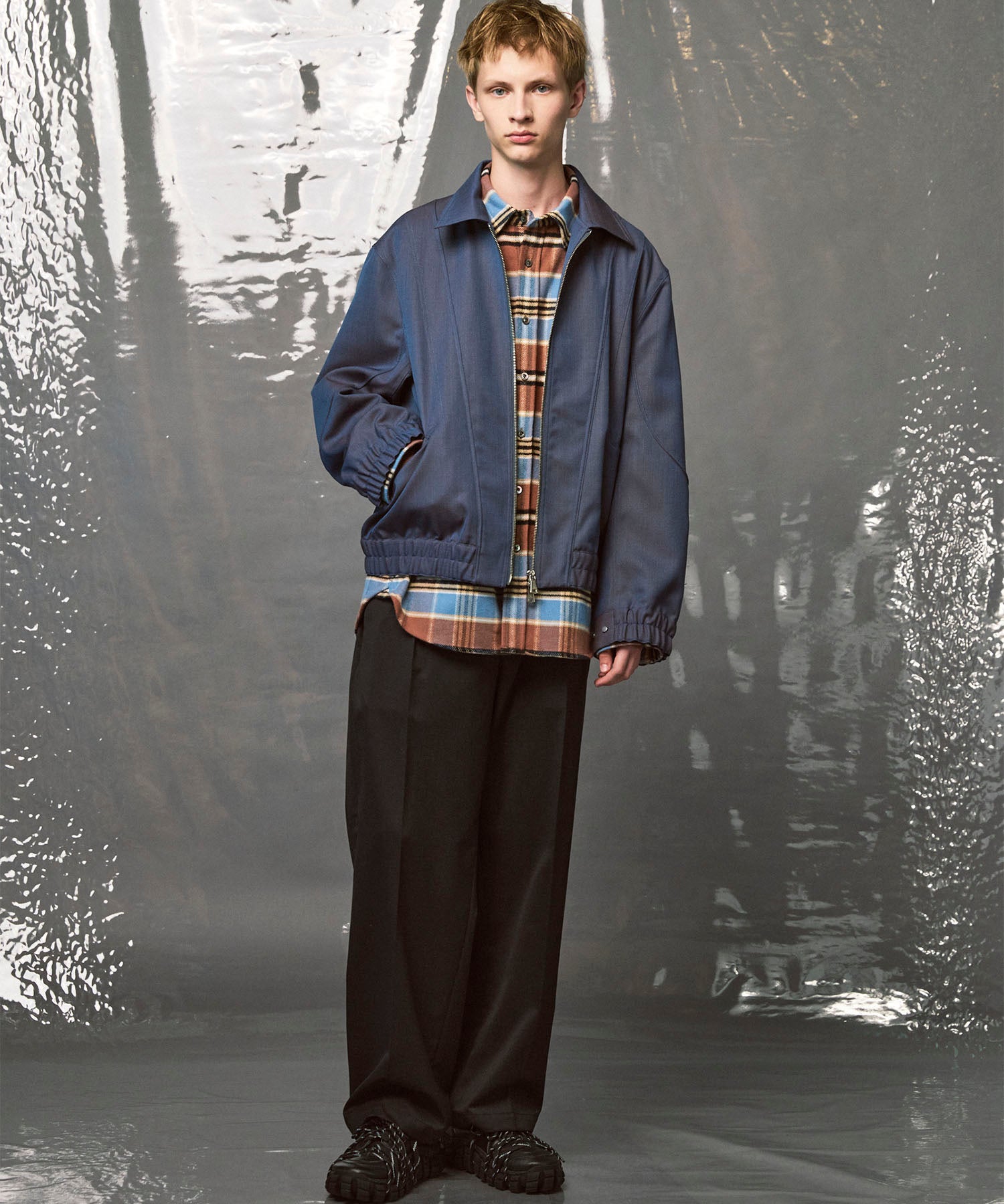 4 Colors Chambray Washable Wool Prime-Over Blouson