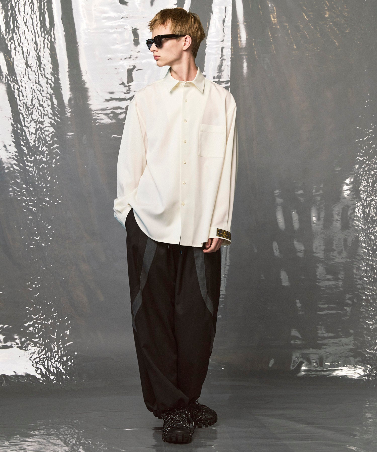 4 색 샹 브레이 씻을 수있는 양모 프라임-오버 일반 칼라 셔츠