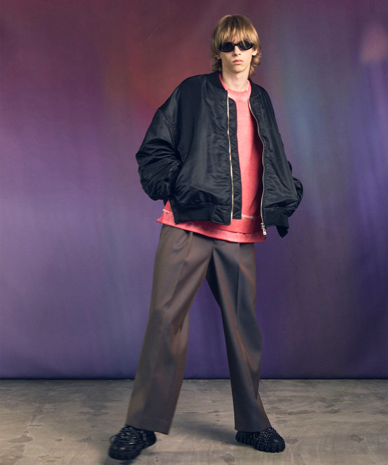 Heavy-Weight Sweat Embroidery Damage Over-Dye Crew Neck Pullover