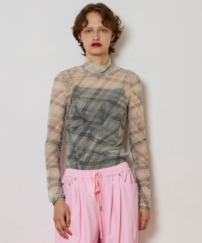 【SALE】Plaid Mesh Tops