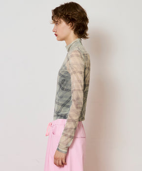 【SALE】Plaid Mesh Tops