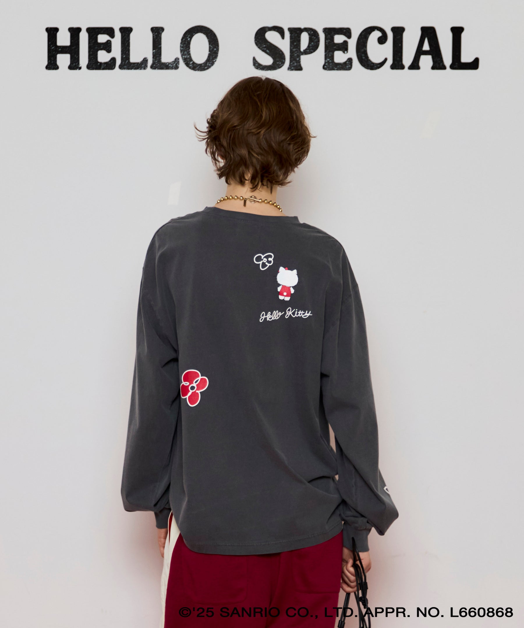 [HELLO KITTY × MAISON SPECIAL] HELLO KITTY Hand iIllust Long-Sleeve T-Shirt